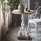 Mesa de cóctel envejecida de estilo francés, mesa de centro con pedestal de madera para el hogar