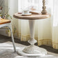 Mesa de cóctel envejecida de estilo francés, mesa de centro con pedestal de madera para el hogar