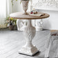 Mesa de cóctel envejecida de estilo francés, mesa de centro con pedestal de madera para el hogar