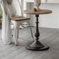 Mesa de cóctel envejecida de estilo francés, mesa de centro con pedestal de madera para el hogar