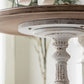 Mesa de cóctel envejecida de estilo francés, mesa de centro con pedestal de madera para el hogar