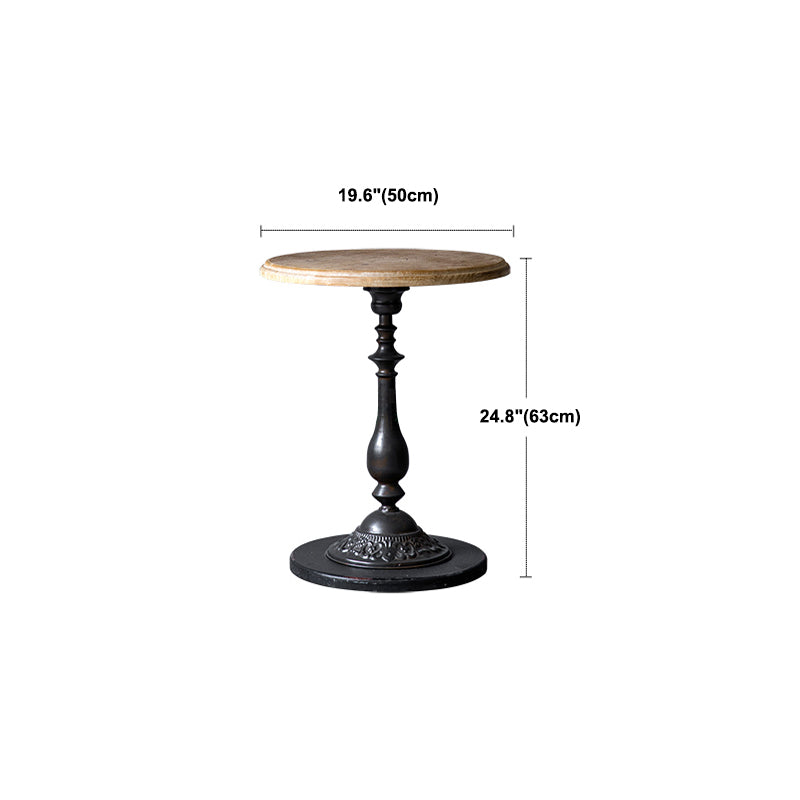 Mesa de cóctel envejecida de estilo francés, mesa de centro con pedestal de madera para el hogar