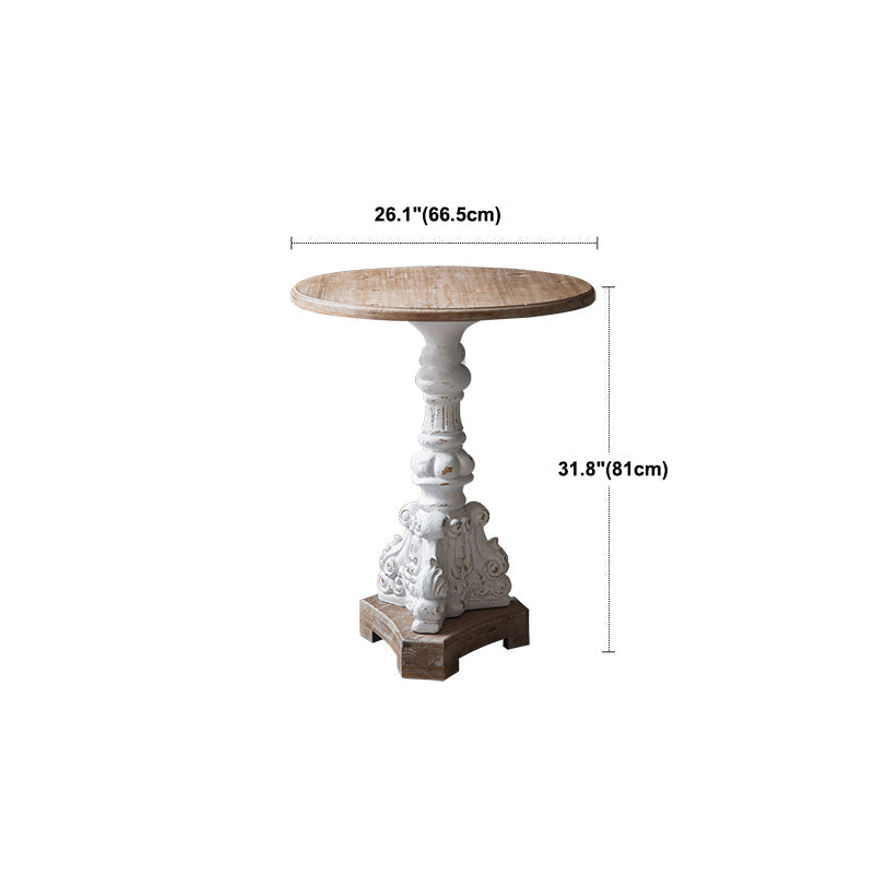 Mesa de cóctel envejecida de estilo francés, mesa de centro con pedestal de madera para el hogar