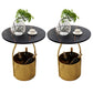 19.6" Tall Modern Round Slate Top Side Table Iron Pedestal End Table Gold Black 2 Clearhalo 'Coffee & Accent Tables' 'End & Side Tables' 'end_side_tables' 'furn' 'furn_end_side_tables' 'Furniture' 'Living Room Furniture' 5664799