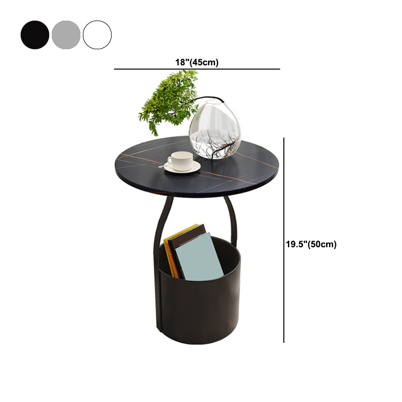 19.6" Tall Modern Round Slate Top Side Table Iron Pedestal End Table Clearhalo 'Coffee & Accent Tables' 'End & Side Tables' 'end_side_tables' 'furn' 'furn_end_side_tables' 'Furniture' 'Living Room Furniture' 5664814