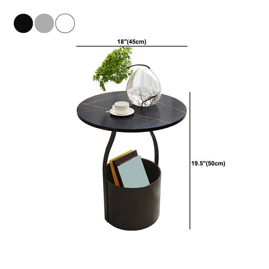 19.6" Tall Modern Round Slate Top Side Table Iron Pedestal End Table Clearhalo 'Coffee & Accent Tables' 'End & Side Tables' 'end_side_tables' 'furn' 'furn_end_side_tables' 'Furniture' 'Living Room Furniture' 5664814