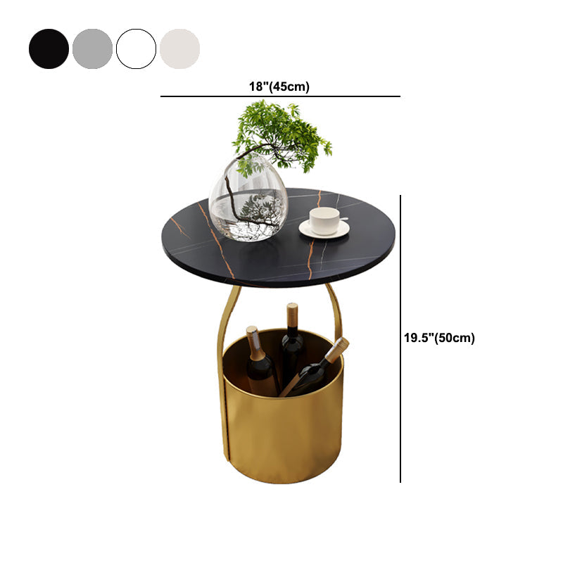 19.6" Tall Modern Round Slate Top Side Table Iron Pedestal End Table Clearhalo 'Coffee & Accent Tables' 'End & Side Tables' 'end_side_tables' 'furn' 'furn_end_side_tables' 'Furniture' 'Living Room Furniture' 5664816