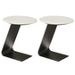 Modern Metal Abstract End Table Round Slate Top Side End Table