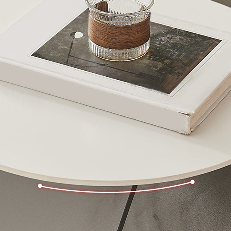 Modern Metal Abstract End Table Round Slate Top Side End Table