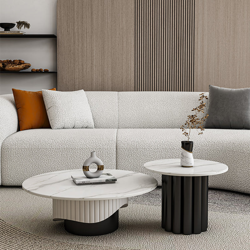 Slate Pedestal Coffee Table Round Modern Minimalist Coffee Table Clearhalo 'Coffee & Accent Tables' 'Coffee Tables' 'coffee_tables' 'furn' 'furn_coffee_tables' 'Furniture' 'Living Room Furniture' 5664887