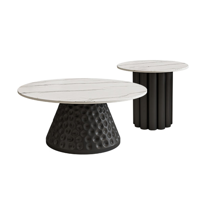 Slate Pedestal Coffee Table Round Modern Minimalist Coffee Table Metal Clearhalo 'Coffee & Accent Tables' 'Coffee Tables' 'coffee_tables' 'furn' 'furn_coffee_tables' 'Furniture' 'Living Room Furniture' 5664890