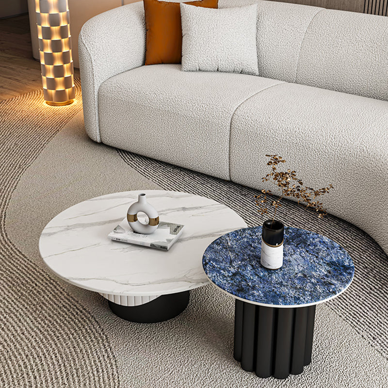 Slate Pedestal Coffee Table Round Modern Minimalist Coffee Table Clearhalo 'Coffee & Accent Tables' 'Coffee Tables' 'coffee_tables' 'furn' 'furn_coffee_tables' 'Furniture' 'Living Room Furniture' 5664891