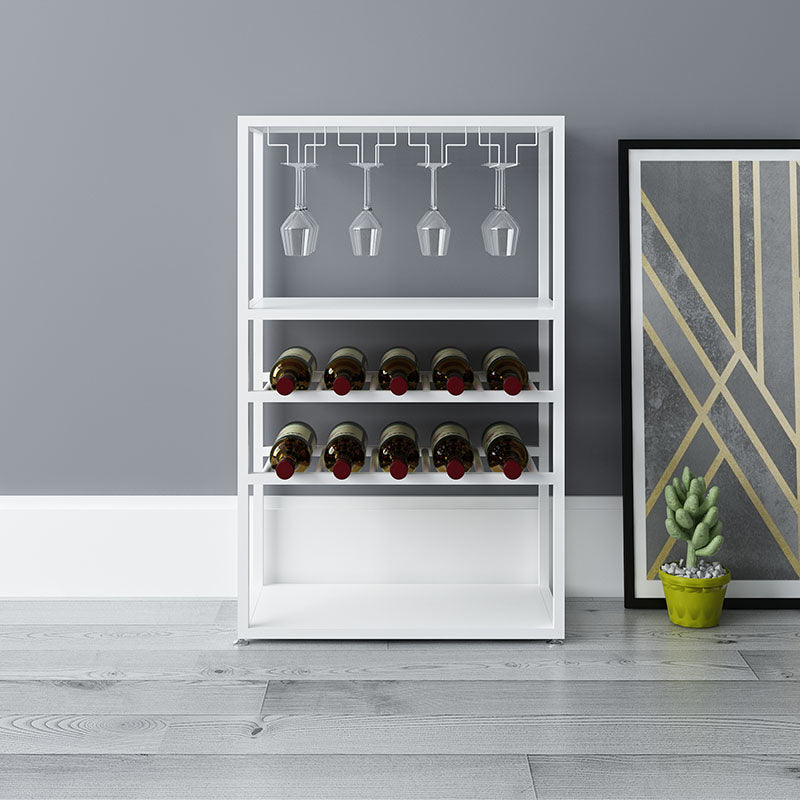 Modern Metal Floor Wine Holds up to 18 Bottles Wine Racks for Kitchen 19.7"L x 9.8"W x 31.5"H White Clearhalo 'furn' 'furn_wine_racks' 'Furniture' 'Kitchen & Dining Furniture' 'Wine Racks' 'wine_racks' 5664907