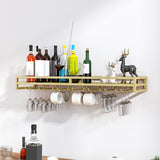 Iron Wall Mounted Wine Holder Rack Modern Wine Rack with Stemware Holder