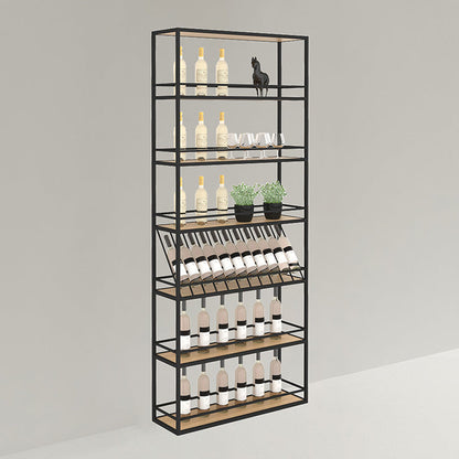 Porte-bouteille à vin industriel en bois Fabriqué le support de bouteille en bois en noir mat