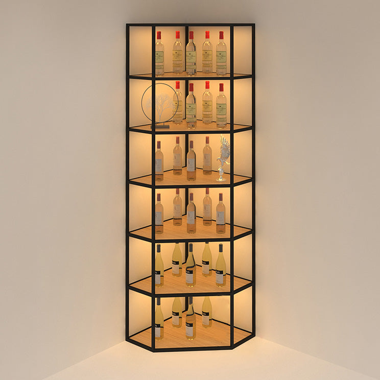 Porte-bouteille à vin industriel en bois Fabriqué le support de bouteille en bois en noir mat