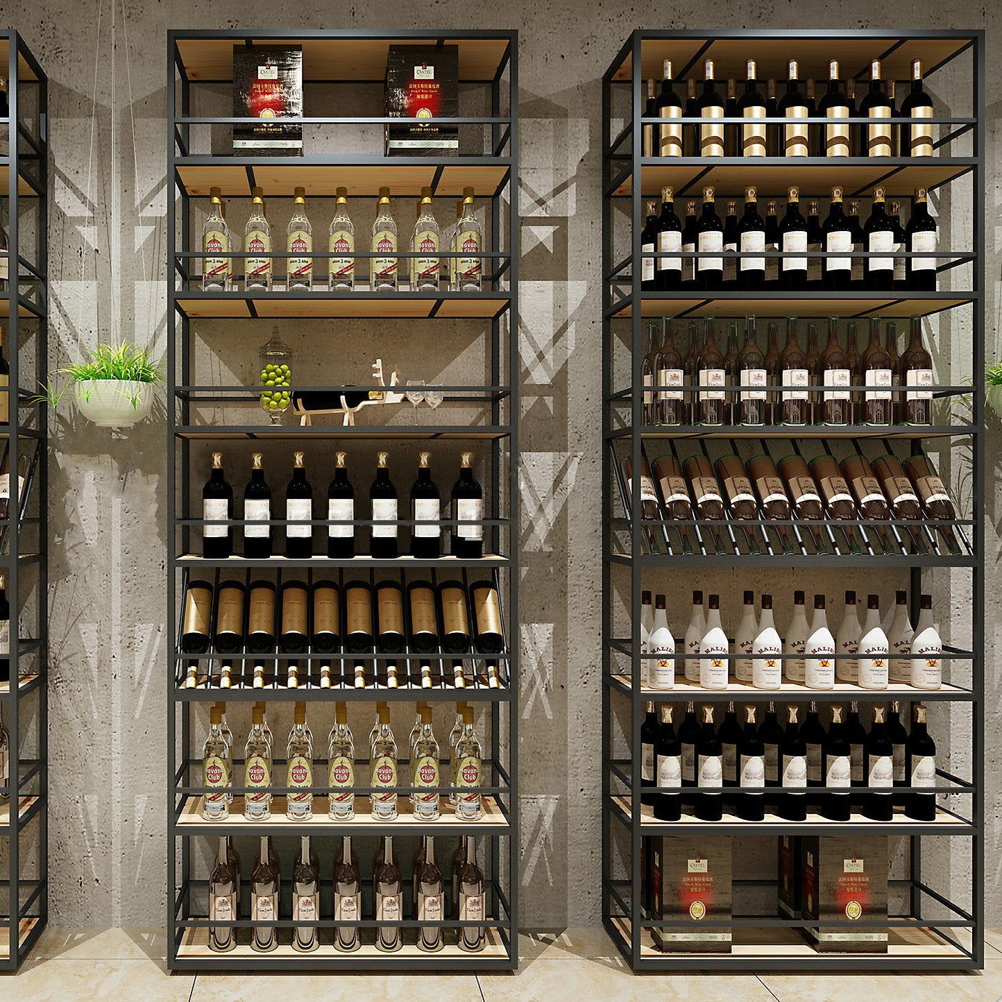 Porte-bouteille à vin industriel en bois Fabriqué le support de bouteille en bois en noir mat