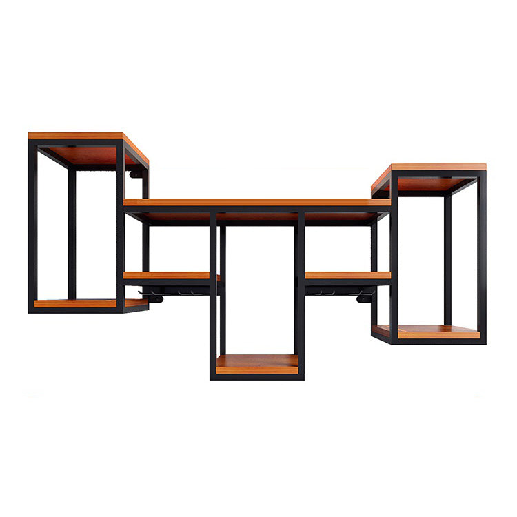 Iron Wall Mounted Wine Rack Industrial Wine Bottle & Glass Rack-41.7 x 7.8 x 23.6 Brown-Black Clearhalo 'furn' 'furn_wine_racks' 'Furniture' 'Kitchen & Dining Furniture' 'Wine Racks' 'wine_racks' 5665023