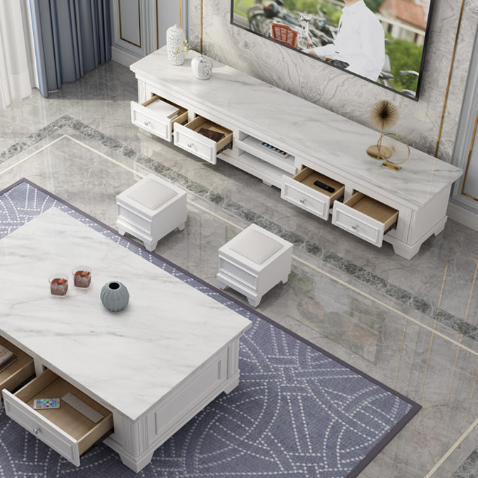 Gesinterde steen ingesloten tv -opslag moderne tv -kast met glide laden