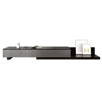 Modern TV Stand with Sliding Storage , TV Console in Grey Fit TVs for up to 71 / 92 Black Clearhalo 'furn' 'furn_tv_stands_entertainment_centers' 'Furniture' 'Living Room Furniture' 'TV Stands & Entertainment Centers' 'TV Stands & Media Storage Furniture' 'tv_stands_entertainment_centers' 5665075