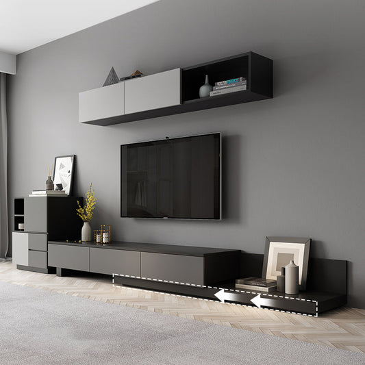 MODERNA TV stand con archiviazione scorrevole, console TV in TV grigio Fit per un massimo di 71 /92