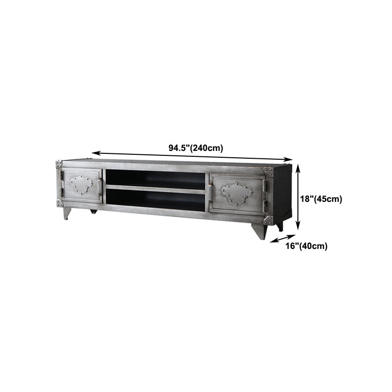 Console TV grigia in stile TV da 17,72 "H in stile TV con 2 porte per soggiorno