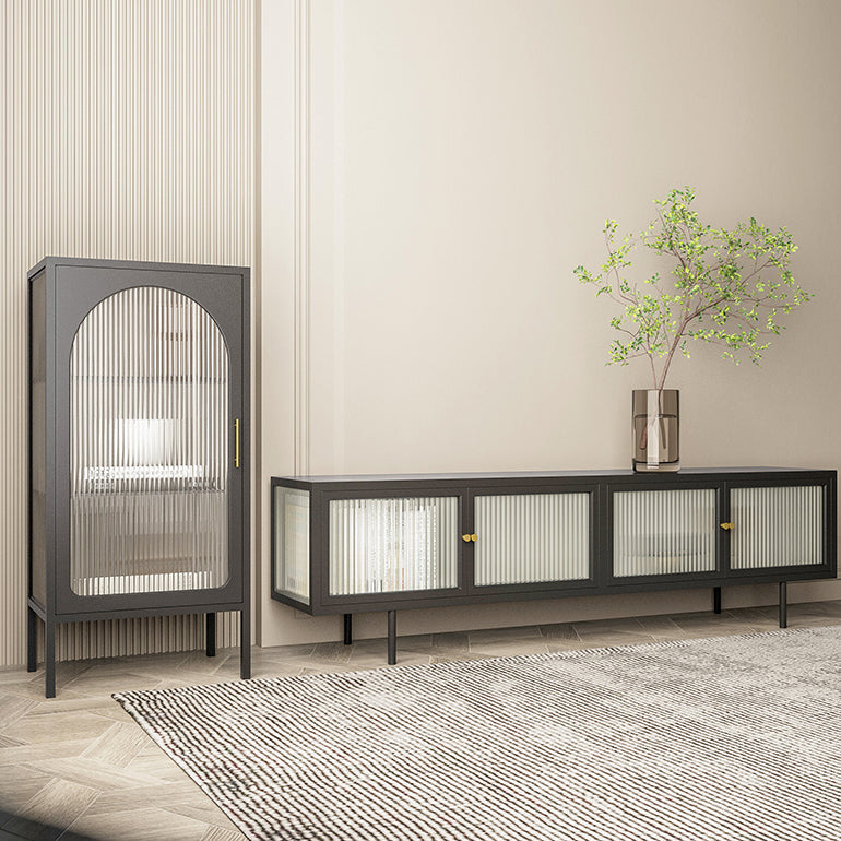 Metal Enclosed TV Storage Industrial Home TV Cabinet with Glass Doors Clearhalo 'furn' 'furn_tv_stands_entertainment_centers' 'Furniture' 'Living Room Furniture' 'TV Stands & Entertainment Centers' 'TV Stands & Media Storage Furniture' 'tv_stands_entertainment_centers' 5665210