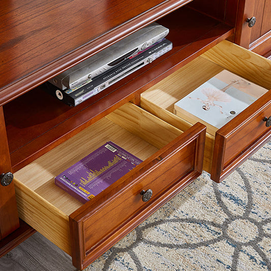 TV in legno massiccio mobile TV tradizionale con cassetti e porte