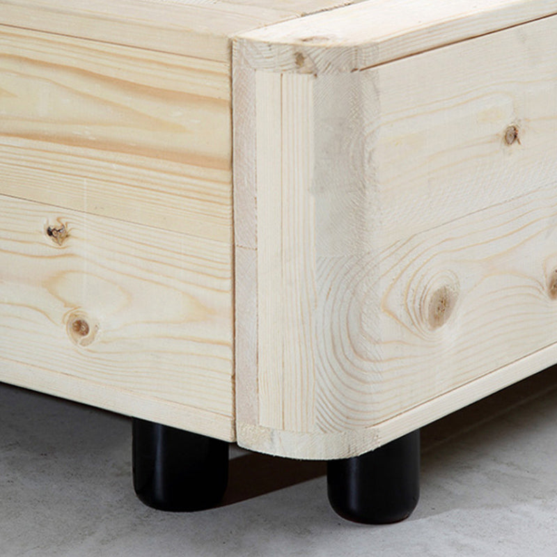 Modern houten grijs standaardbed met rechthoekig hoofdeinde en benen