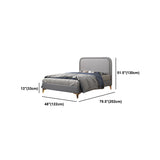 Modern Wooden Grey Standard Bed with Rectangular Headboard and Legs