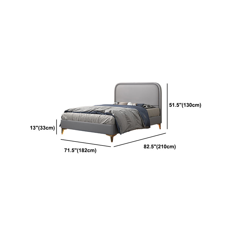 Letto standard grigio in legno moderno con testiera rettangolare e gambe