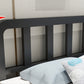 Zeitgenössisches Metall -Slat -Standardbett mit rechteckigem Kopfteil