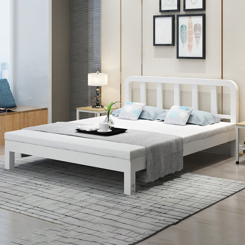 Contemporary Metal Slat Standard Bed with Rectangular Headboard
