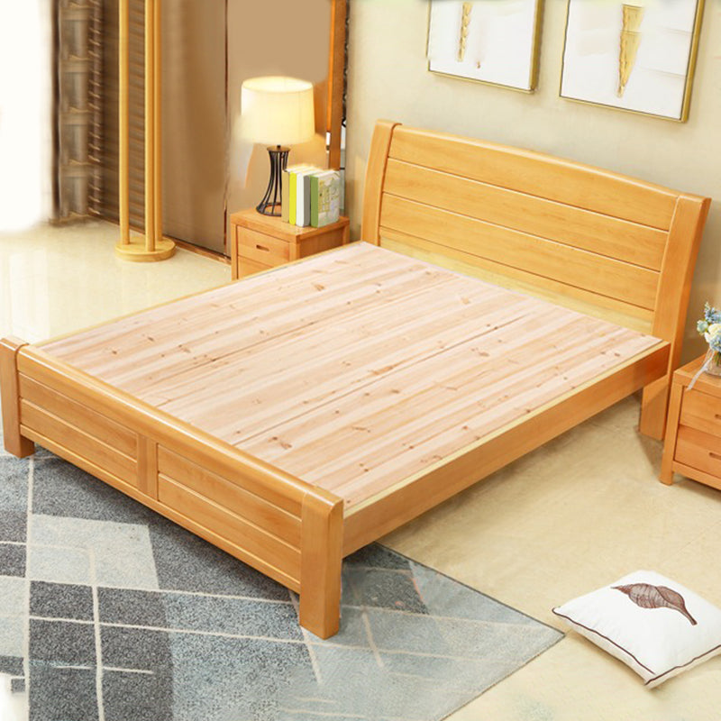 Traditional Beech Wood Bed,42.51" Low Profile Bed in Natural Single Bed Clearhalo 'Bedroom Furniture' 'Beds' 'furn' 'furn_beds' 'Furniture' 5665459