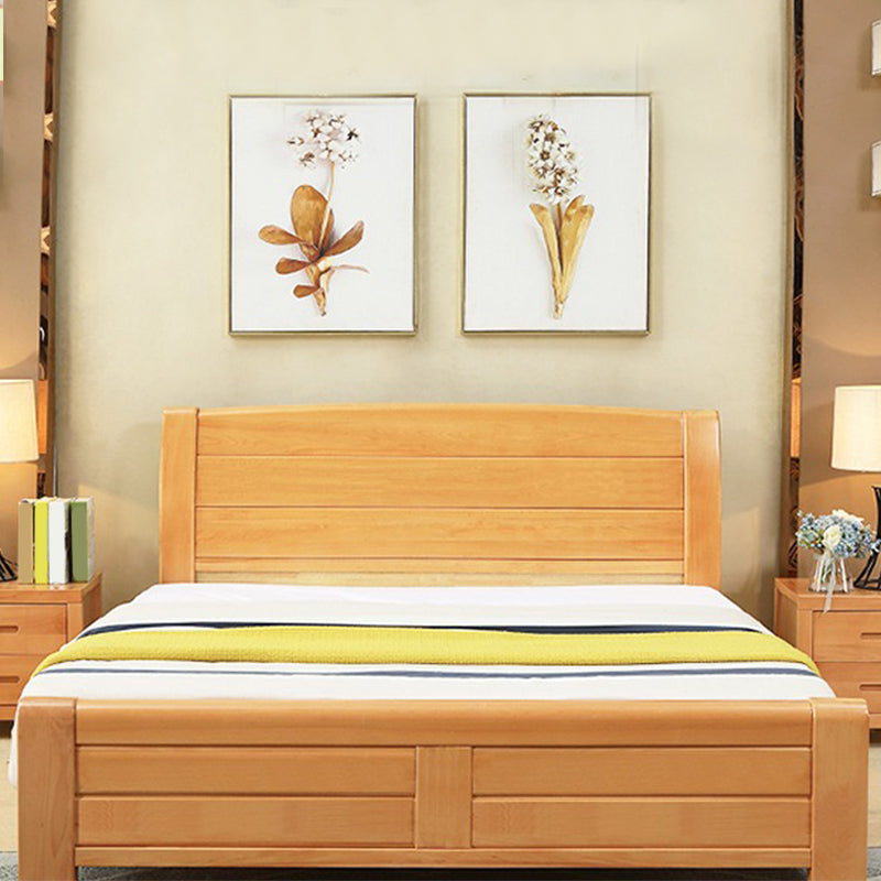 Traditional Beech Wood Bed,42.51" Low Profile Bed in Natural Clearhalo 'Bedroom Furniture' 'Beds' 'furn' 'furn_beds' 'Furniture' 5665460