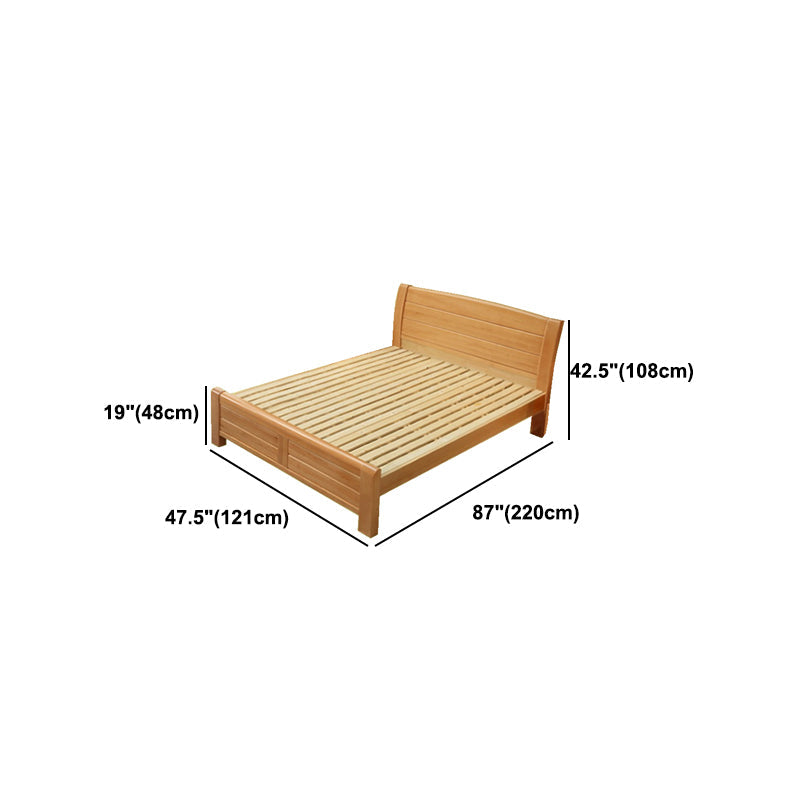 Traditional Beech Wood Bed,42.51" Low Profile Bed in Natural Clearhalo 'Bedroom Furniture' 'Beds' 'furn' 'furn_beds' 'Furniture' 5665469