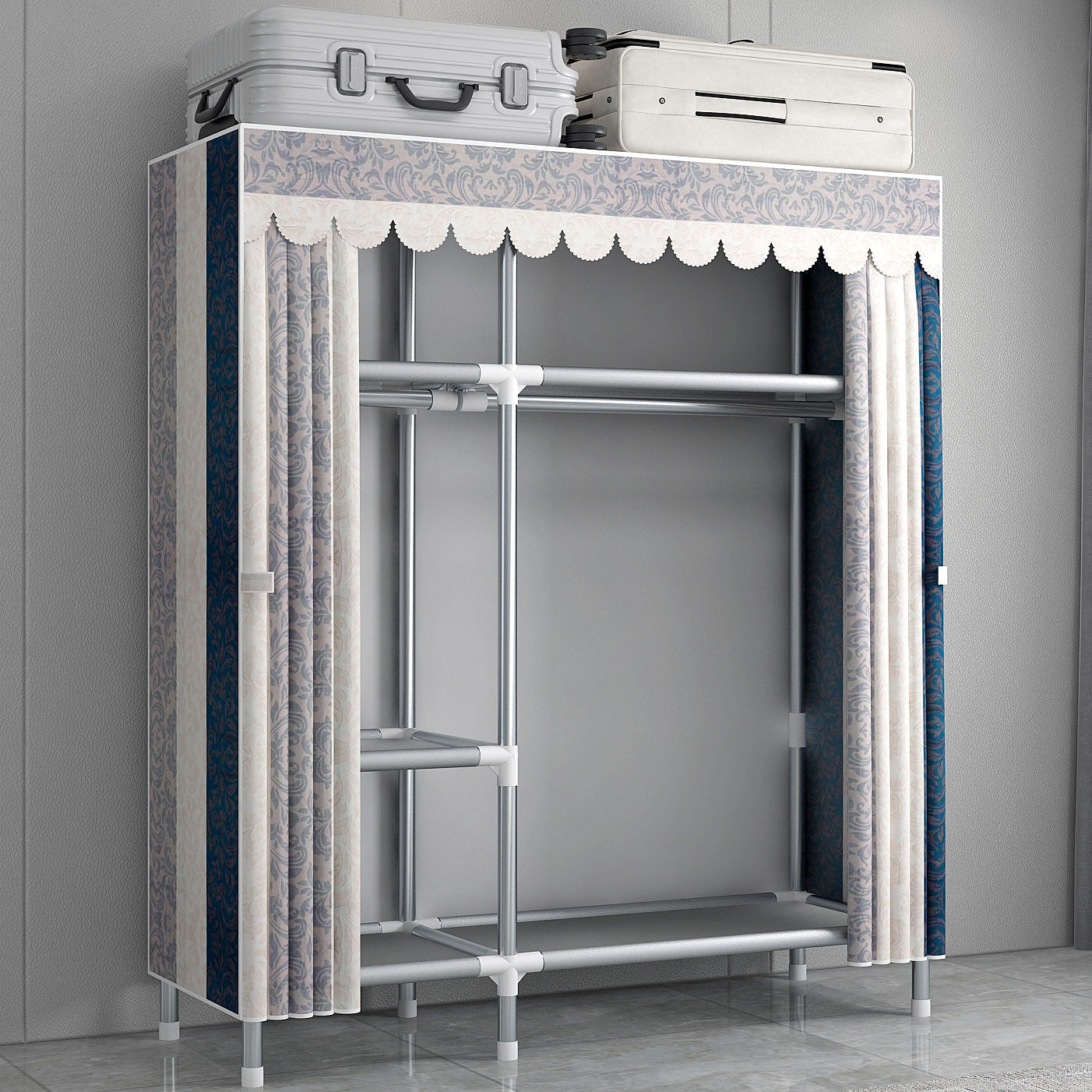 Armadio moderno del guardaroba in stile armadio in metallo argento