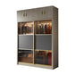 Brown Glass Door Storage Cabinet Contemporary Sliding Door Wardrobe for Home