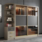 Brown Glass Door Storage Cabinet Contemporary Sliding Door Wardrobe for Home