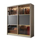 Brown Glass Door Storage Cabinet Contemporary Sliding Door Wardrobe for Home