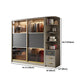 Brown Glass Door Storage Cabinet Contemporary Sliding Door Wardrobe for Home