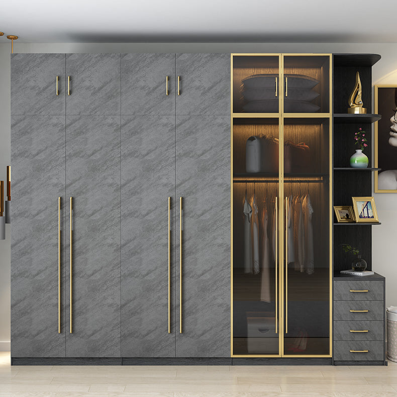 Moderne garderobe -kast met lade scharnierende garderobe armoire voor thuis