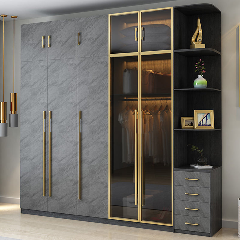 Moderne garderobe -kast met lade scharnierende garderobe armoire voor thuis
