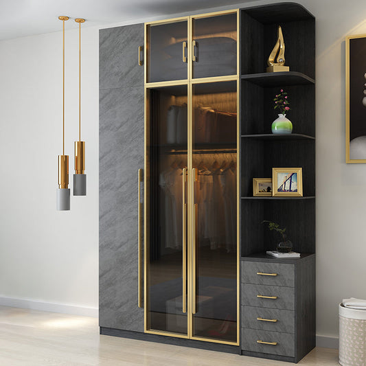 Moderne garderobe -kast met lade scharnierende garderobe armoire voor thuis