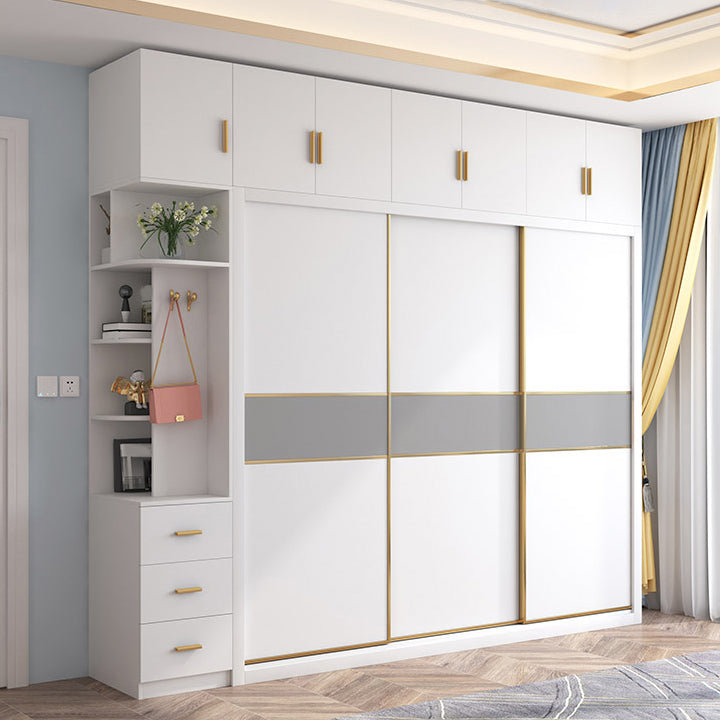 Witte schuifgarderobe kast gemanipuleerde houten garderobe armoire
