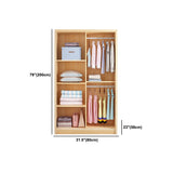 Modern Pine Wood Storage Cabinet Natural Finish Armoire for Home
