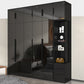 Black Glass Door Cabinet for Bedroom Contemporary Interior Storage Cabinet