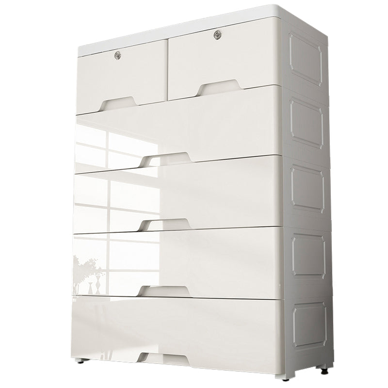 Plastic Storage Cabinet With Drawer Modern Wardrobe Cabinet for Home 30"L x 13"W x 35"H White 6 Clearhalo 'Armoires & Wardrobes' 'armoires_wardrobes' 'Bedroom Furniture' 'furn' 'furn_armoires_wardrobes' 'Furniture' 5665877
