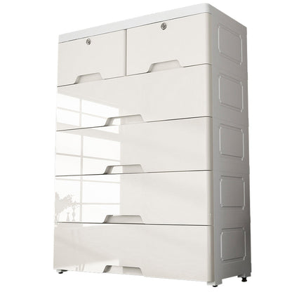Plastic Storage Cabinet With Drawer Modern Wardrobe Cabinet for Home 30"L x 13"W x 35"H White 6 Clearhalo 'Armoires & Wardrobes' 'armoires_wardrobes' 'Bedroom Furniture' 'furn' 'furn_armoires_wardrobes' 'Furniture' 5665877