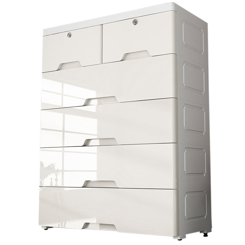 Plastic Storage Cabinet With Drawer Modern Wardrobe Cabinet for Home 31"L x 14"W x 39"H White 6 Clearhalo 'Armoires & Wardrobes' 'armoires_wardrobes' 'Bedroom Furniture' 'furn' 'furn_armoires_wardrobes' 'Furniture' 5665879